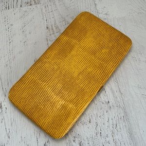 Faux yellow snakeskin hinge wallet/clutch